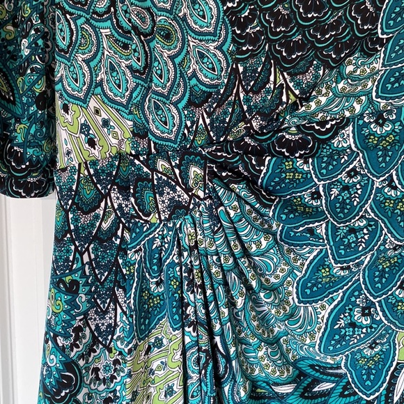 Connected Apparel - Faux Wrap‎ Dress - Green Pattern - Size 12 - EUC - Picture 5 of 6